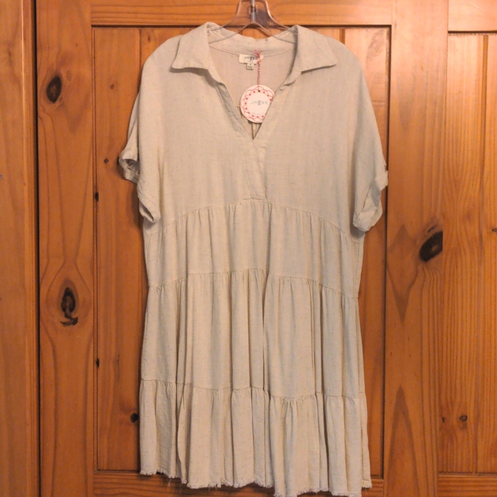 NWT Umgee Linen Kacki Dress- Size Medium